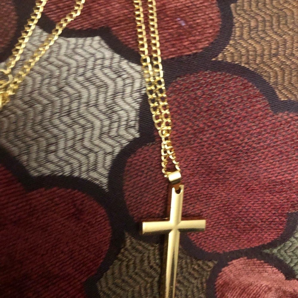 Gold Cross Pendant Necklace - Simple Religious Jewelry